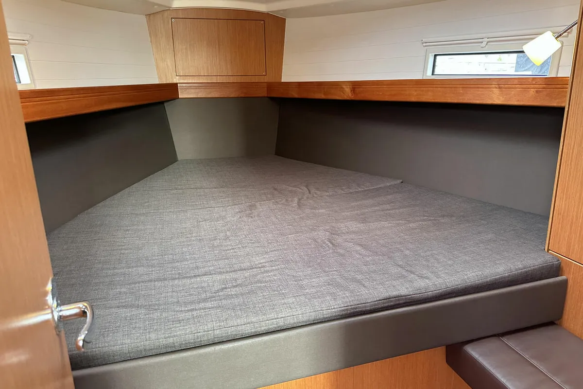 Cabin on Tiger, a Bavaria Cruiser 37 sailboat at Flensburg, Germany