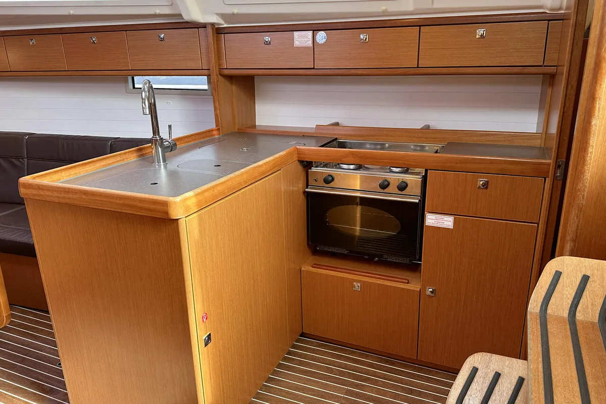 Galley of Tiger, a Bavaria Cruiser 37 sailboat at Flensburg, Germany