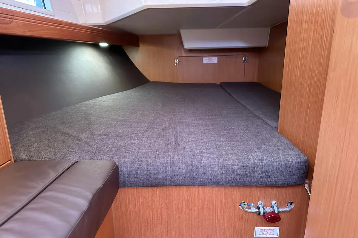 Cabin on Tiger, a Bavaria Cruiser 37 sailboat at Flensburg, Germany