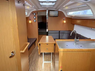 Salon of Tiger, a Bavaria Cruiser 37 sailboat at Flensburg, Germany