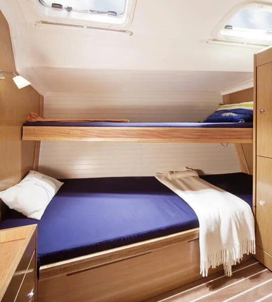 Cabin on Apollon, a Bavaria Cruiser 51 sailboat at Athens, Greece