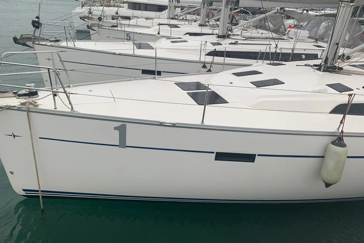 Exterior view of Apollon, a Bavaria Cruiser 51 sailboat at Athens, Greece