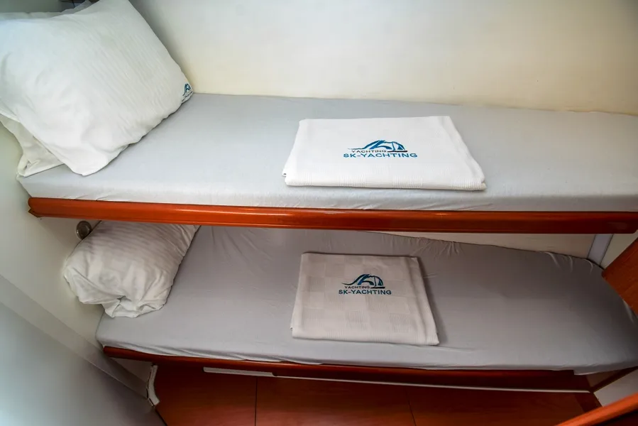 Cabin on Blondie, a Beneteau Cyclades 43.4 sailboat at Marmaris, Turkey