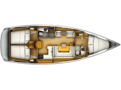 Floor plan of Sunsail 41.1 Classic, a Beneteau Oceanis 411 sailboat at Procida, Italy