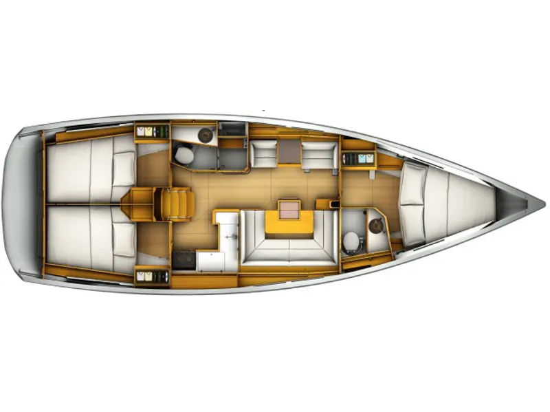 Floor plan of Sunsail 41.1 Classic, a Beneteau Oceanis 411 sailboat at Procida, Italy