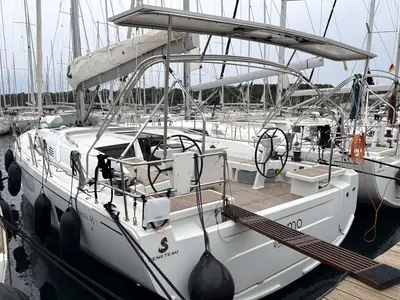 Cockpit of Momo, a Beneteau Oceanis 46.1 sailboat at Grad Pula, Croatia