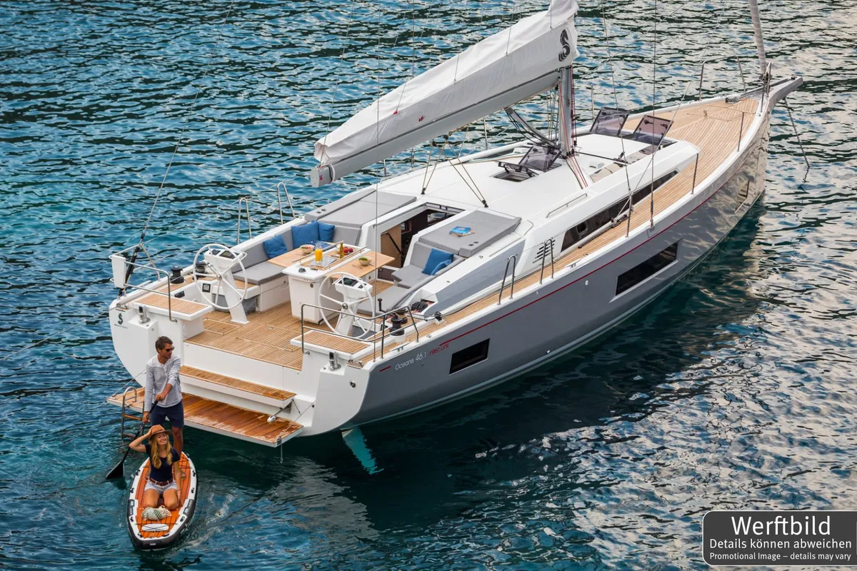 Exterior view of Momo, a Beneteau Oceanis 46.1 sailboat at Grad Pula, Croatia