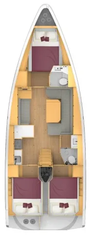 Floor plan of Balarina, a Bavaria C42 sailboat at Municipal Unit of Lefkada, Greece