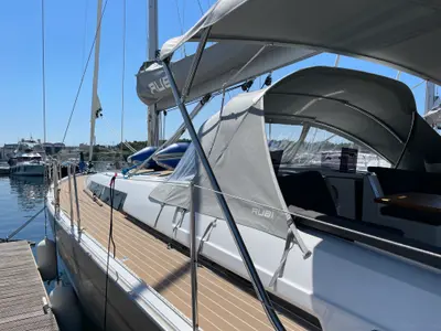 Deck of Rubi, a Hanse 460 sailboat at Šibenik, Croatia
