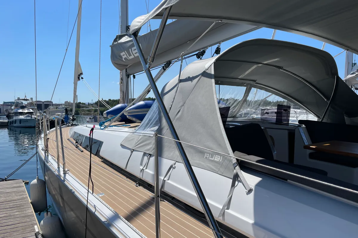 Deck of Rubi, a Hanse 460 sailboat at Šibenik, Croatia