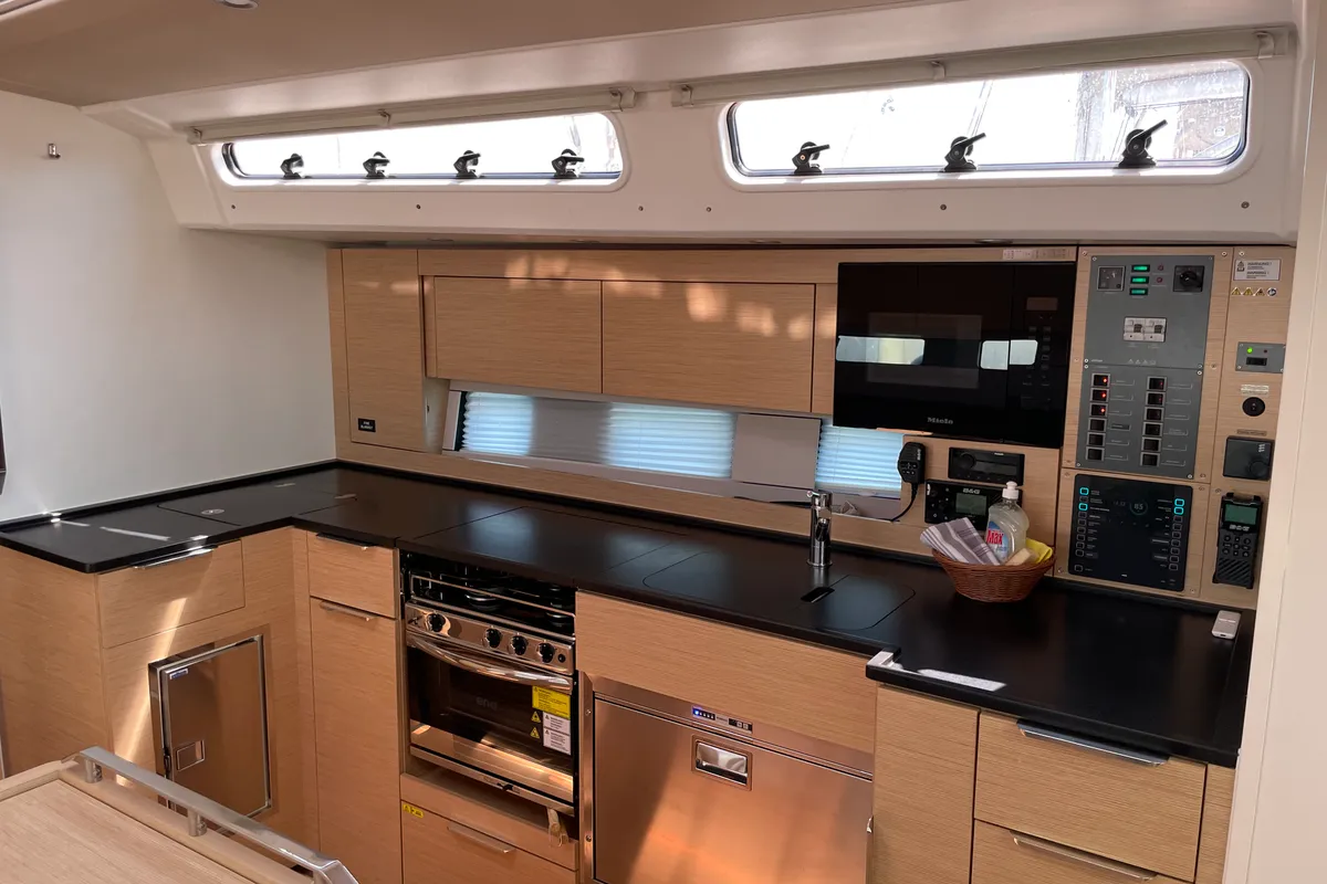 Galley of Rubi, a Hanse 460 sailboat at Šibenik, Croatia