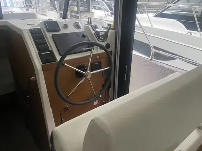 Cockpit of Fritz, a Beneteau Swift Trawler 35 motorboat at Pula, Croatia
