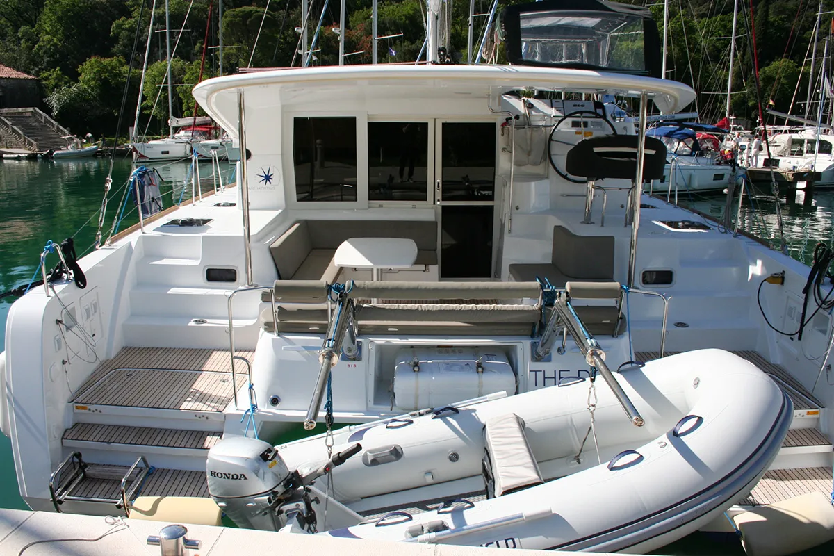 Deck of The Dove , a Lagoon 40 catamaran at Dubrovnik, Croatia