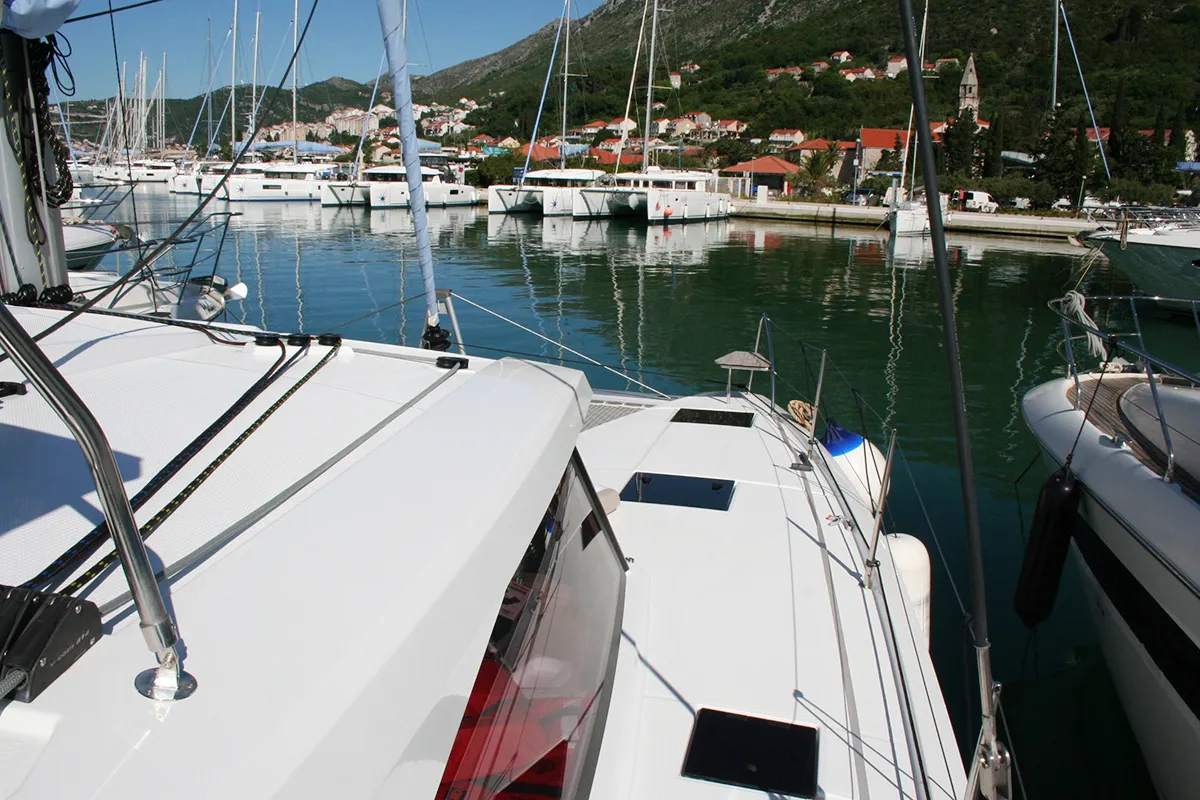 Deck of The Dove , a Lagoon 40 catamaran at Dubrovnik, Croatia