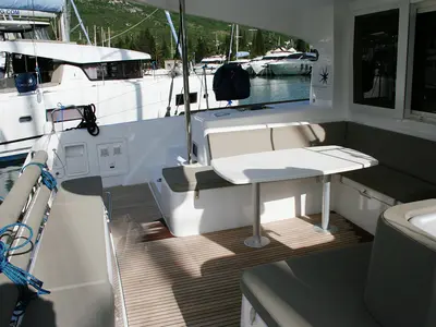 Deck of The Dove , a Lagoon 40 catamaran at Dubrovnik, Croatia