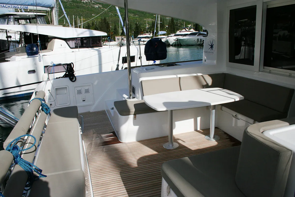 Deck of The Dove , a Lagoon 40 catamaran at Dubrovnik, Croatia