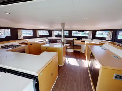 Salon of Vittoria, a Dufour 48 Catamaran catamaran at Olbia, Italy