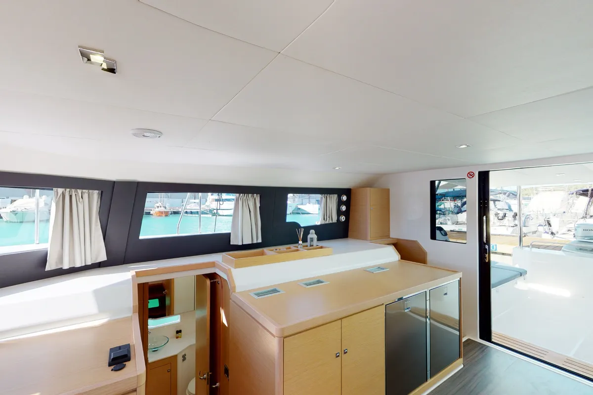 Galley of Vittoria, a Dufour 48 Catamaran catamaran at Olbia, Italy