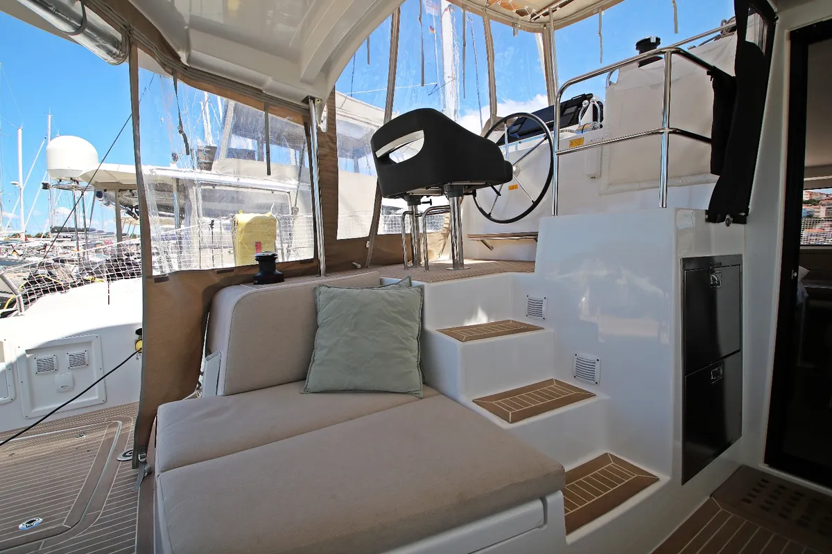 Deck of Sailing Breeze, a Lagoon 42 OW catamaran at Općina Rogoznica, Croatia