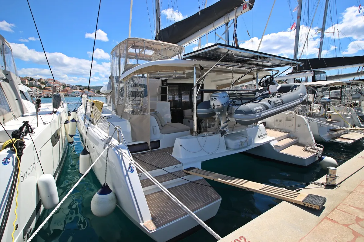 Exterior view of Sailing Breeze, a Lagoon 42 OW catamaran at Općina Rogoznica, Croatia