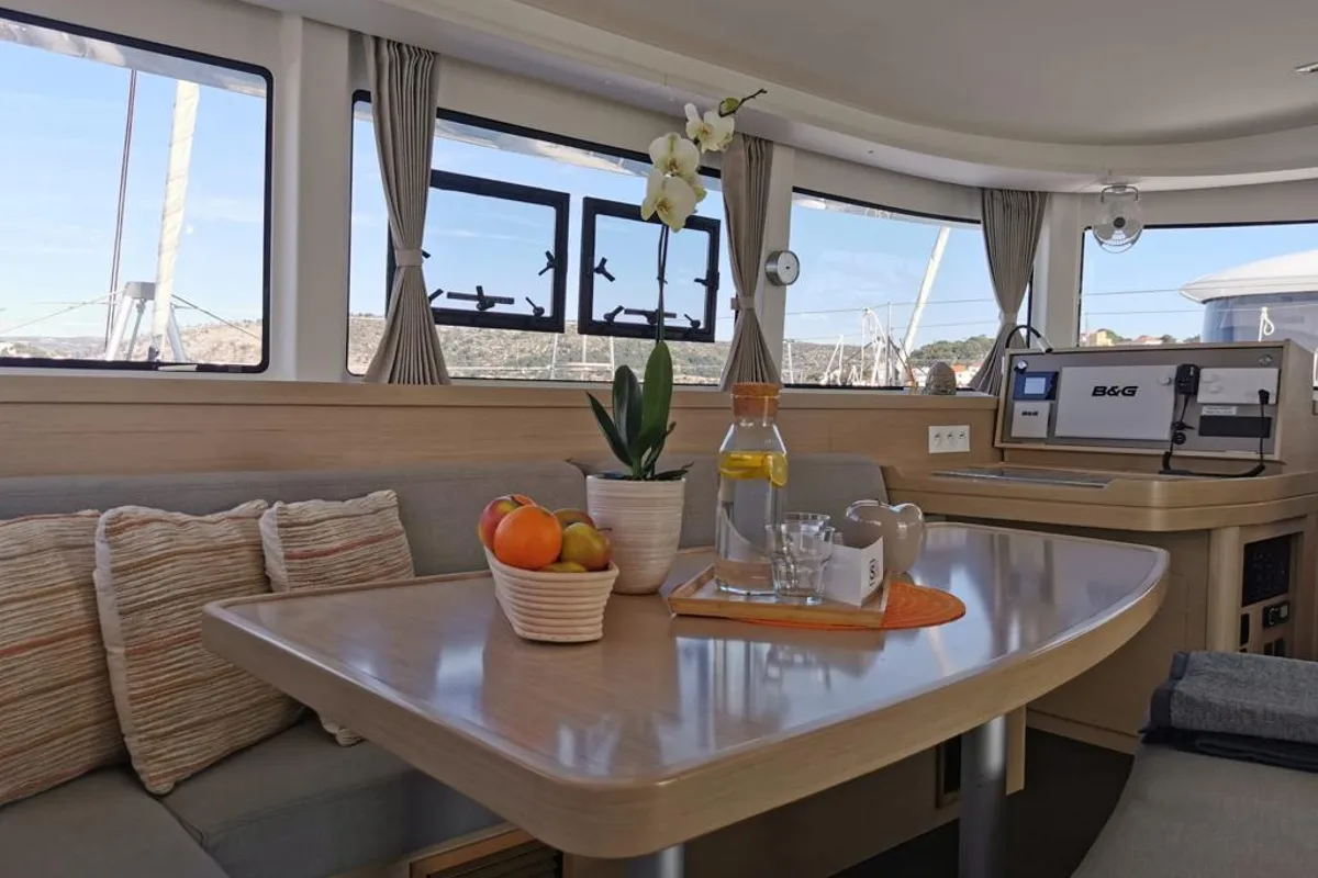Salon of Sailing Breeze, a Lagoon 42 OW catamaran at Općina Rogoznica, Croatia