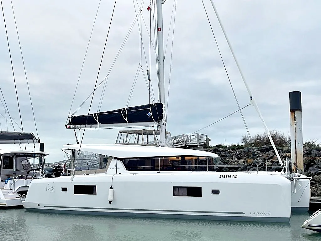 Exterior view of Sailing Breeze, a Lagoon 42 OW catamaran at Općina Rogoznica, Croatia