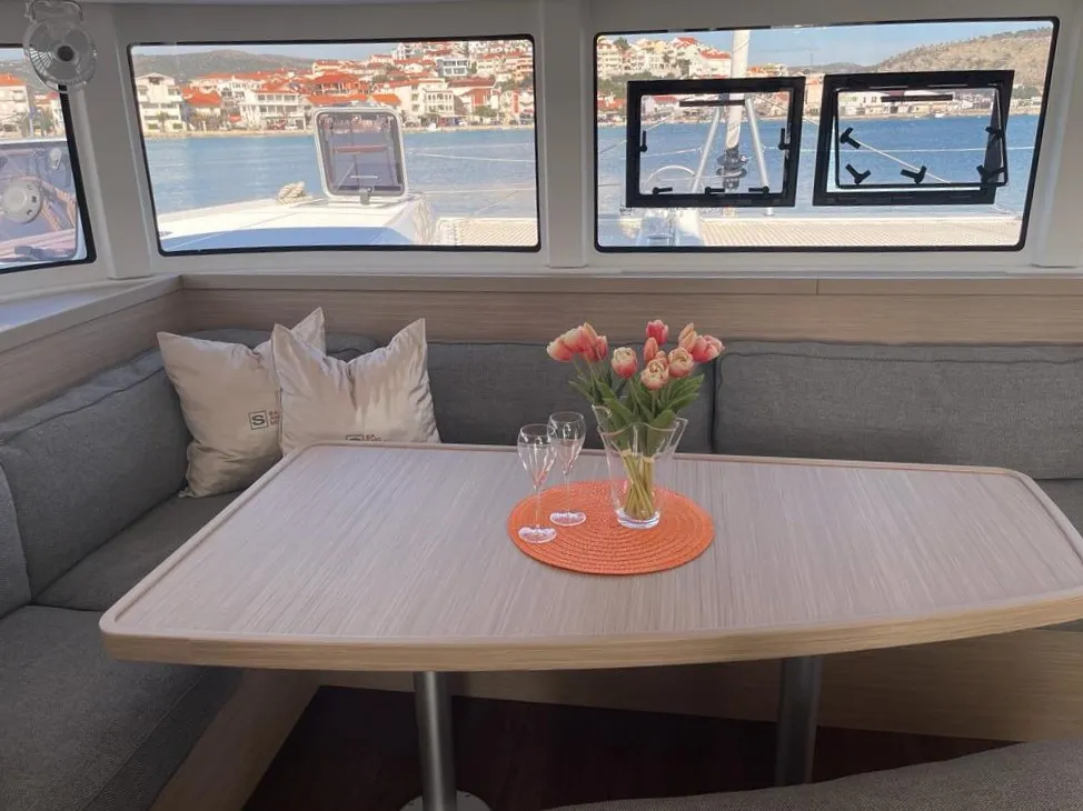 Salon of Sailing Breeze, a Lagoon 42 OW catamaran at Općina Rogoznica, Croatia