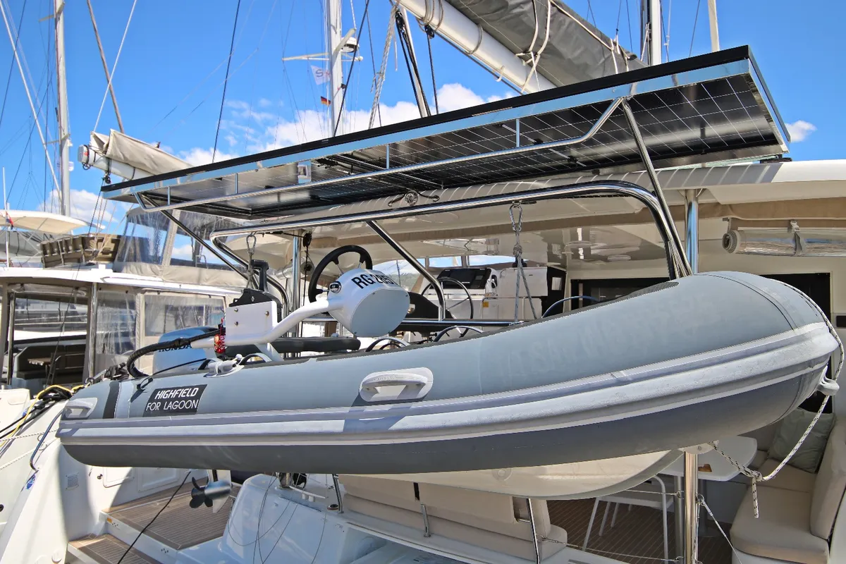 Deck of Sailing Breeze, a Lagoon 42 OW catamaran at Općina Rogoznica, Croatia