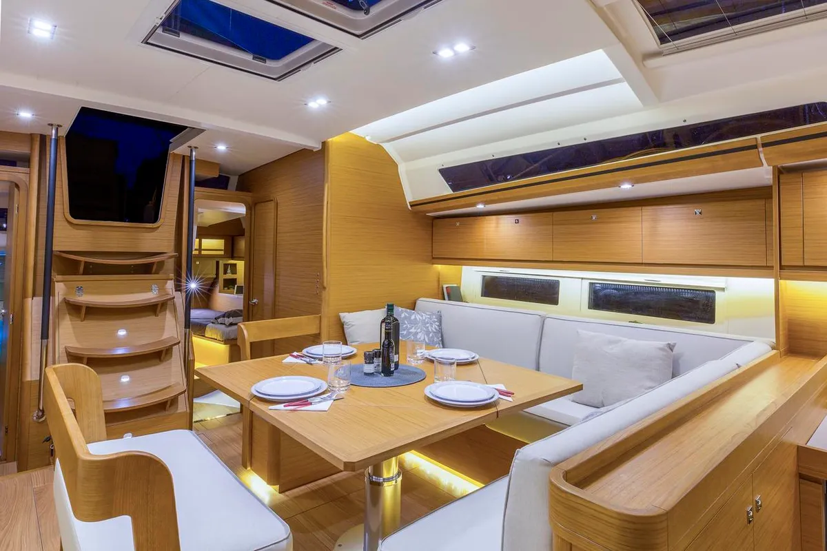 Salon of Notus, a Dufour 520 GL sailboat at Primošten, Croatia