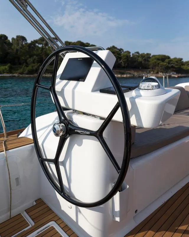 Cockpit of Notus, a Dufour 520 GL sailboat at Primošten, Croatia