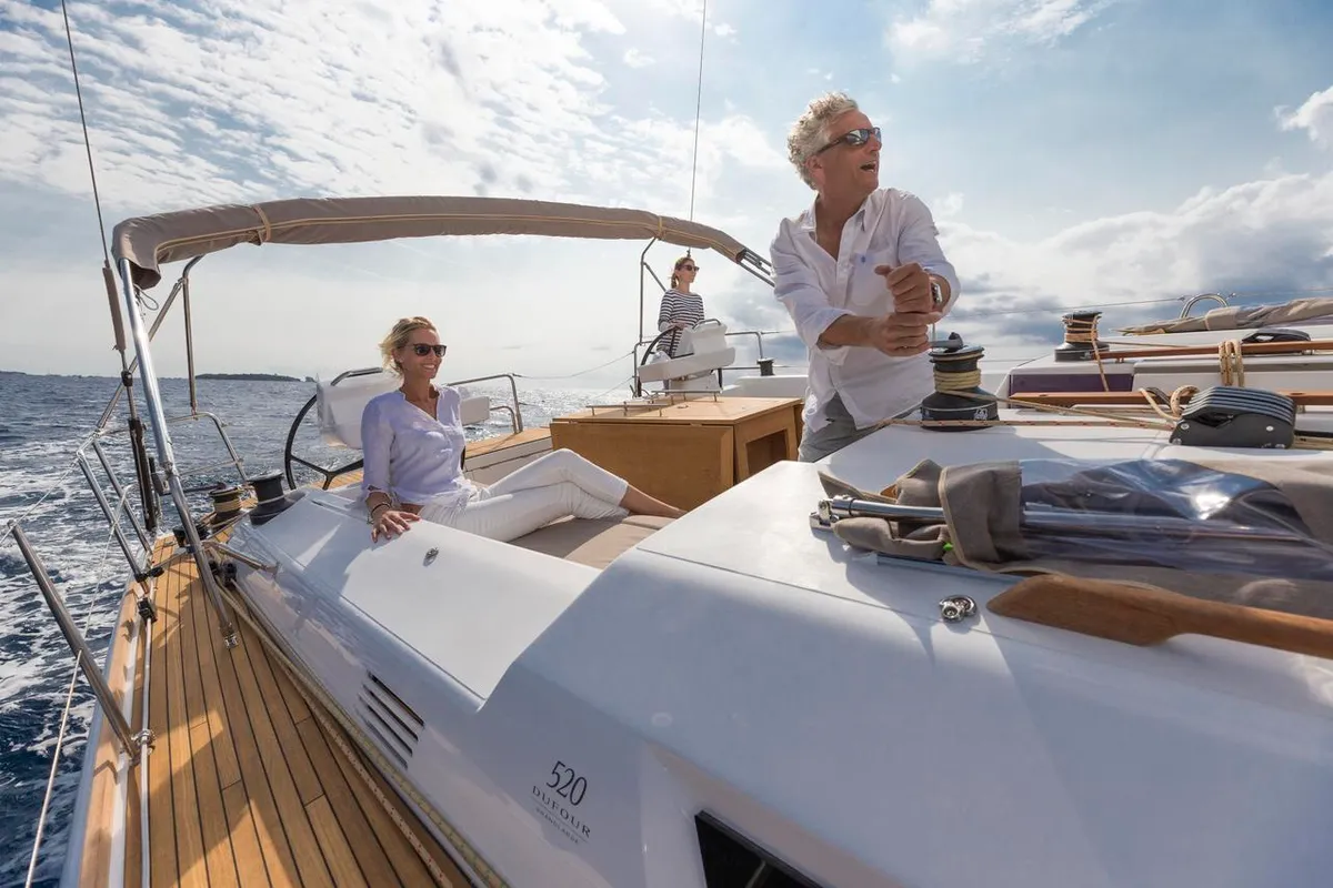 Cockpit of Notus, a Dufour 520 GL sailboat at Primošten, Croatia
