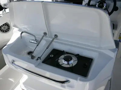 Galley of Meliti, a Karnic SL 702 motorboat at Lavrion, Greece