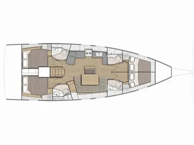 Floor plan of Despoina, a Dufour 460 Grand Large sailboat at Athens, Greece