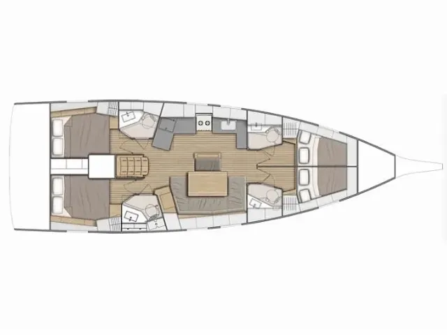 Floor plan of Despoina, a Dufour 460 Grand Large sailboat at Athens, Greece