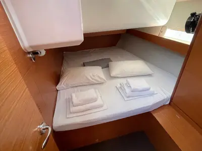 Cabin on Despoina, a Dufour 460 Grand Large sailboat at Athens, Greece