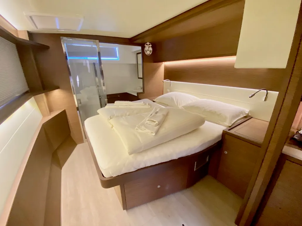 Cabin on TIGA, a Lagoon 52F catamaran at Grad Šibenik, Croatia