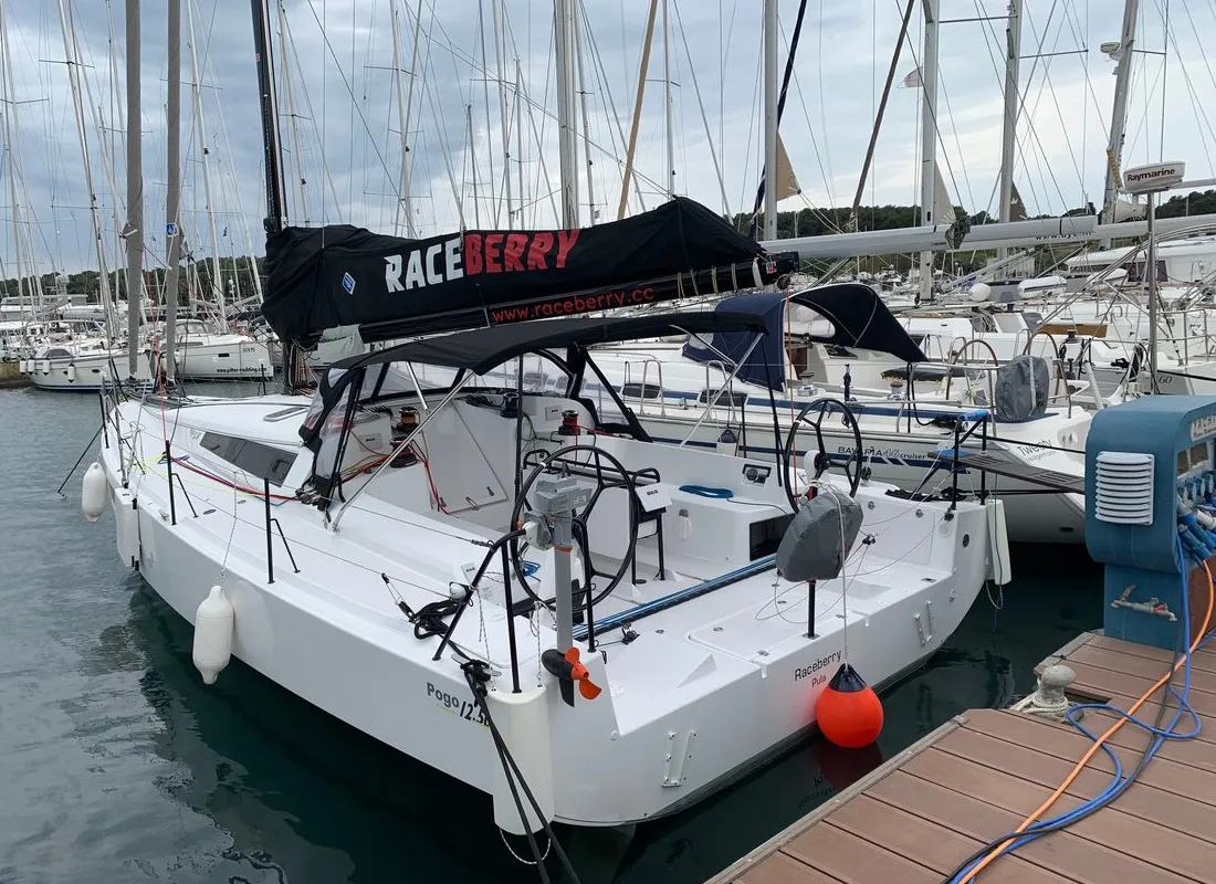 Exterior view of Raceberry, a Pogo 12.50 sailboat at Pula, Croatia