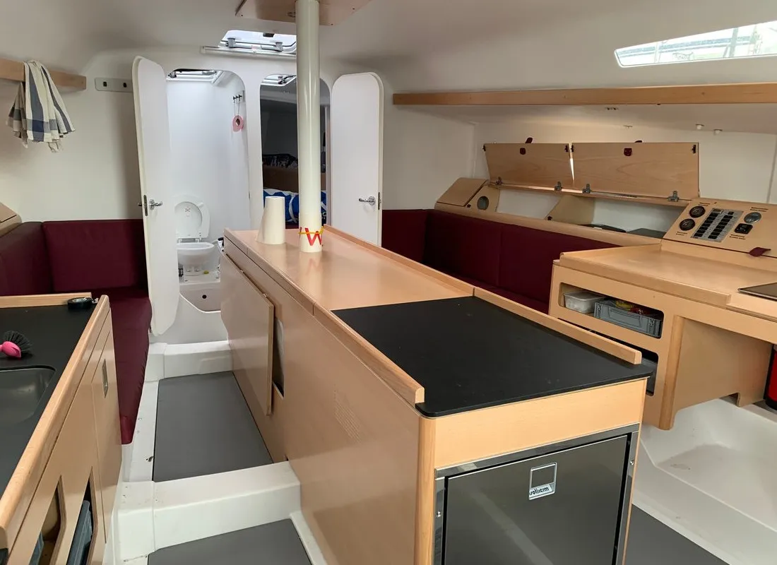 Galley of Raceberry, a Pogo 12.50 sailboat at Pula, Croatia