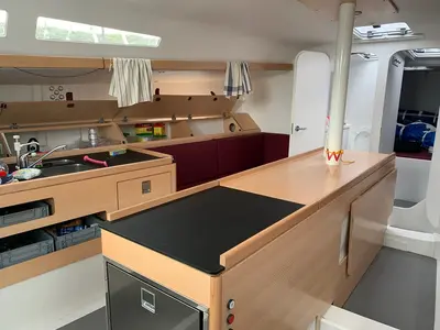 Galley of Raceberry, a Pogo 12.50 sailboat at Pula, Croatia
