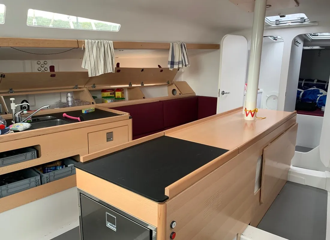 Galley of Raceberry, a Pogo 12.50 sailboat at Pula, Croatia