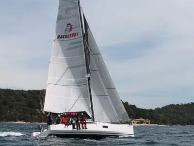 Exterior view of Raceberry, a Pogo 12.50 sailboat at Pula, Croatia