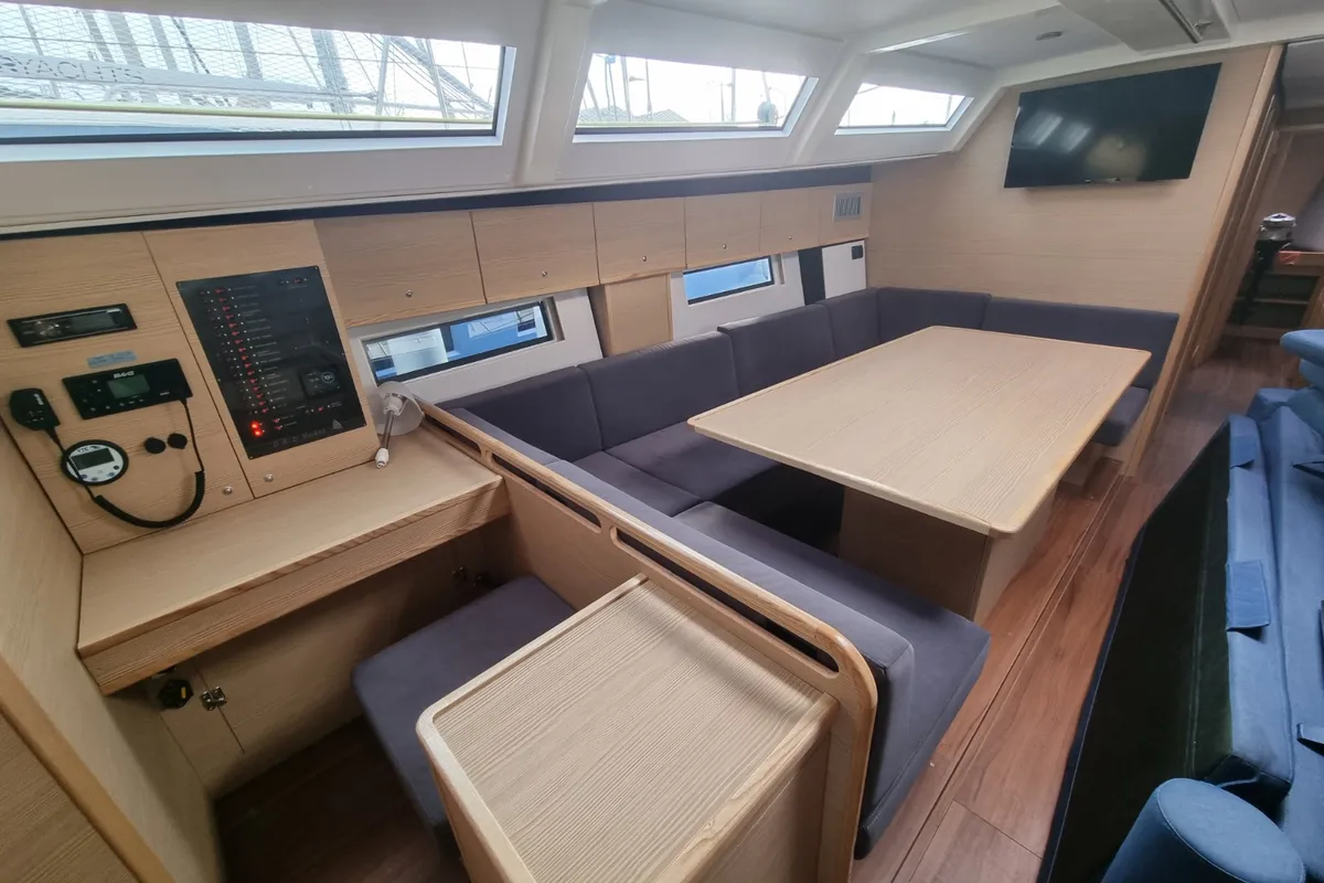 Salon of EL PATRON, a D&D Kufner 54 sailboat at Grad Trogir, Croatia
