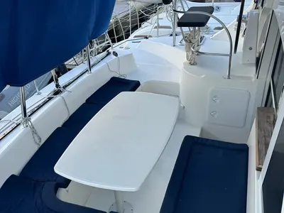 Deck of OSCAR III, a Lagoon 380 catamaran at Alameda, United States