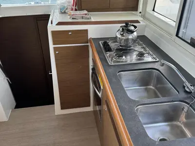 Galley of OSCAR III, a Lagoon 380 catamaran at Alameda, United States
