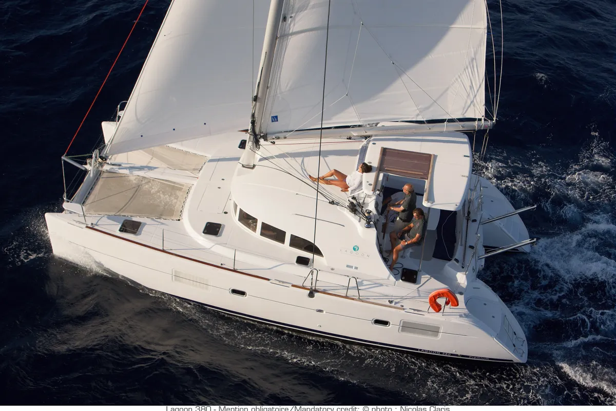 Exterior view of OSCAR III, a Lagoon 380 catamaran at Alameda, United States