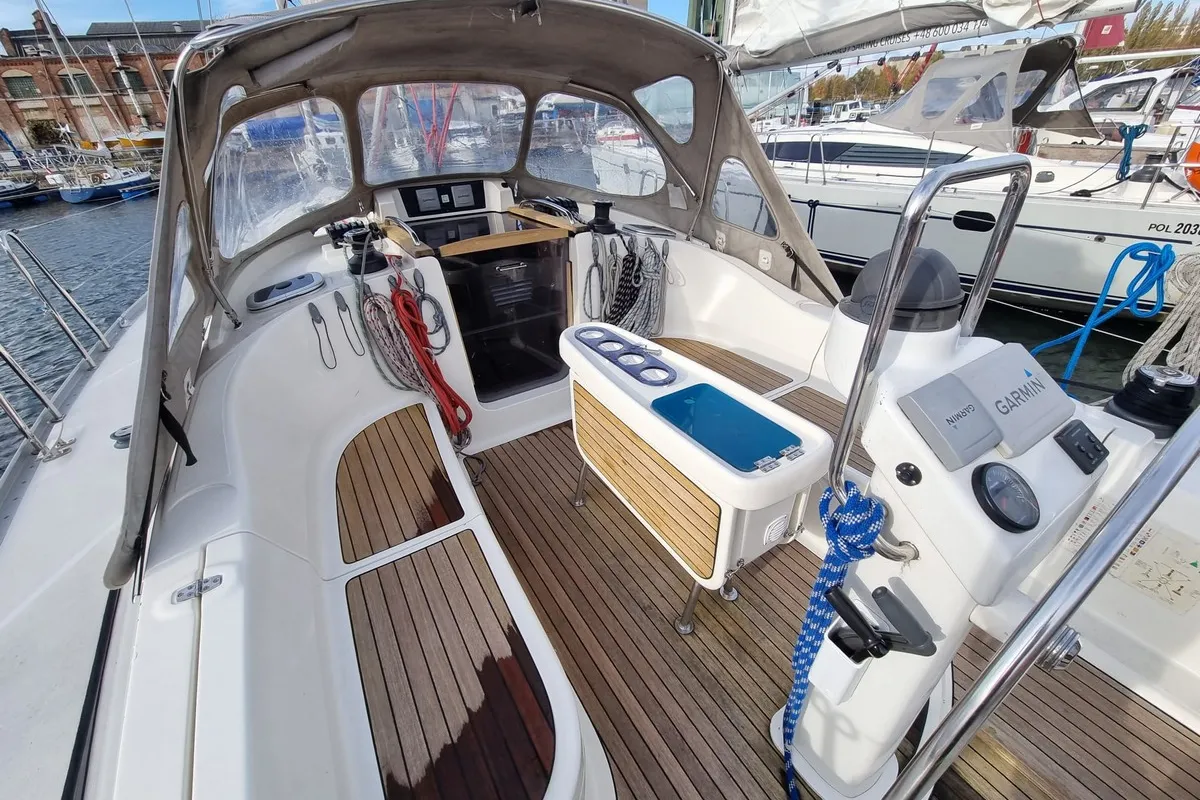 Cockpit of Madera, a Delphia 40.3 sailboat at Gdańsk, Poland