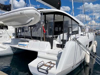 Exterior view of BANGA, a Lagoon 42 catamaran at Grad Šibenik, Croatia
