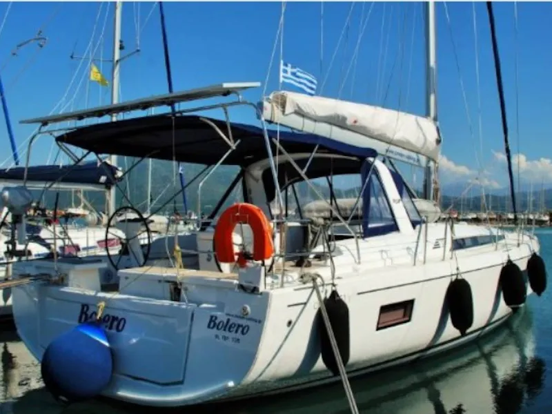 Exterior view of Bolero, a Beneteau Oceanis 51.1 sailboat at Municipal Unit of Lefkada, Greece
