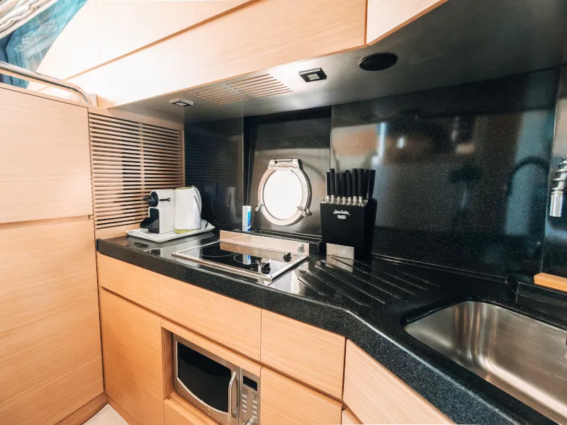 Galley of Lou Ann, a Azimut 43 S motorboat at Seget Donji, Croatia