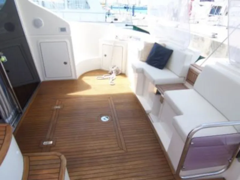 Deck of Lou Ann, a Azimut 43 S motorboat at Seget Donji, Croatia